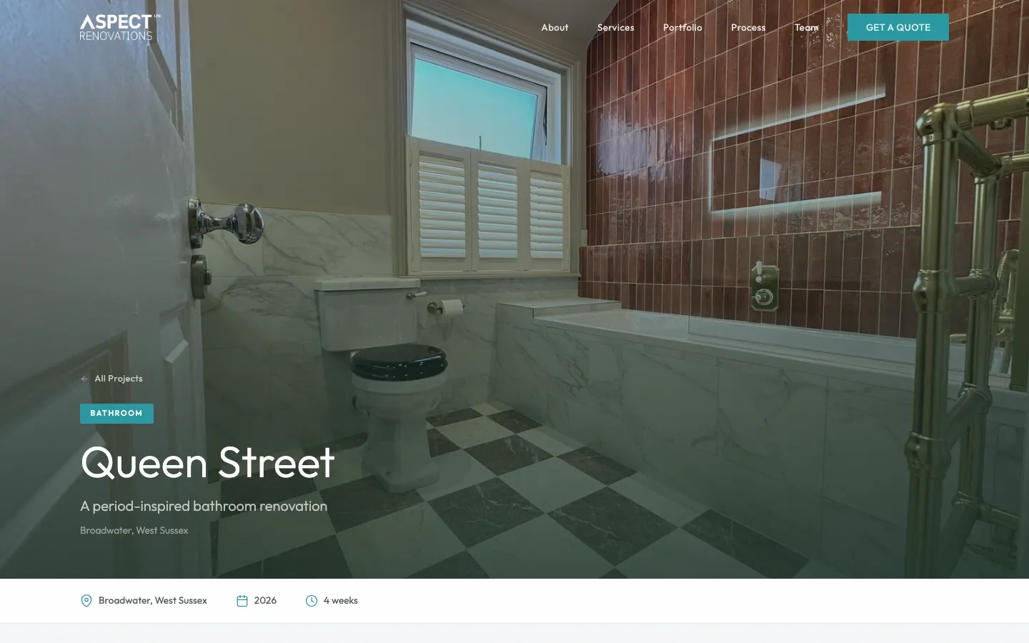 Aspect Renovations website, another screen
