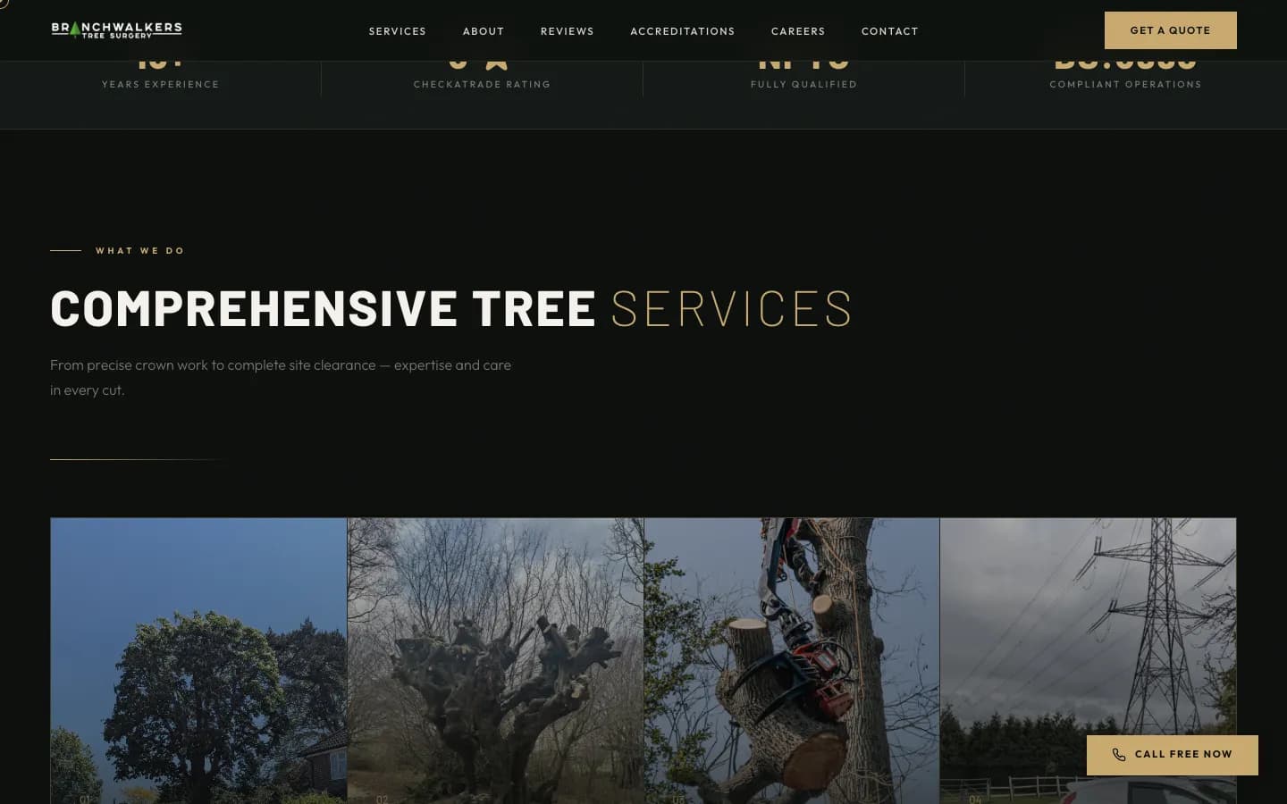Branchwalkers Tree Surgery website, another screen