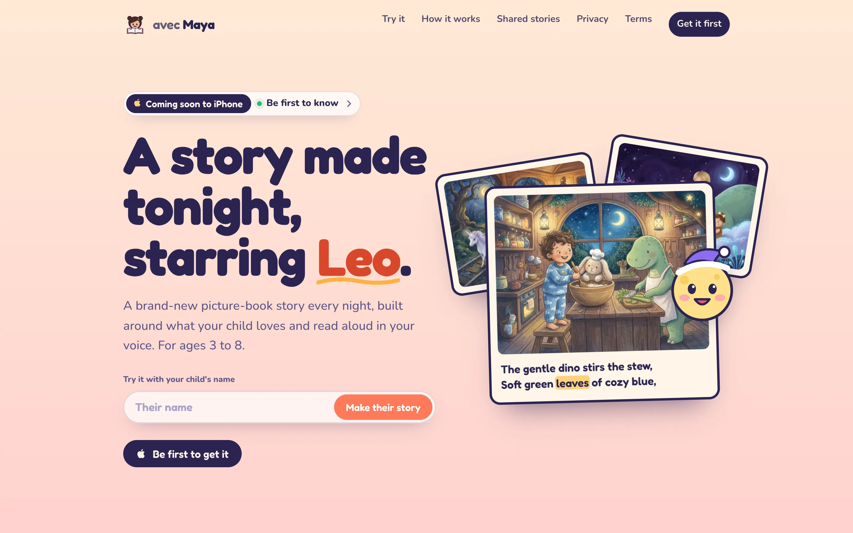 Avec Maya landing page