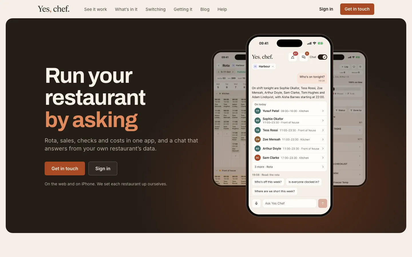 Yes Chef landing page