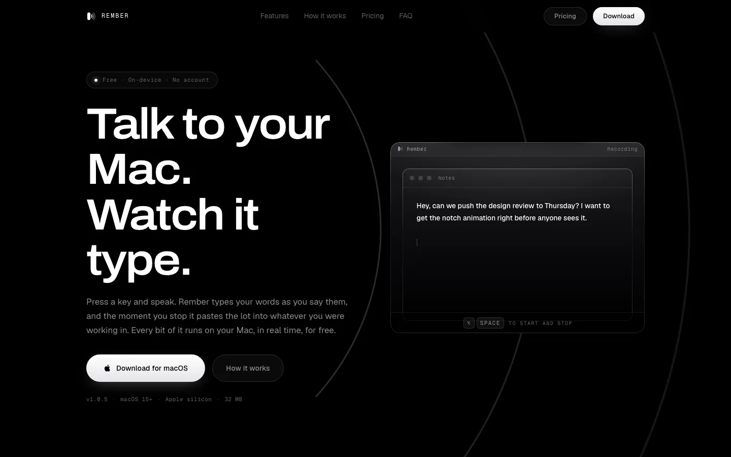 Rember landing page
