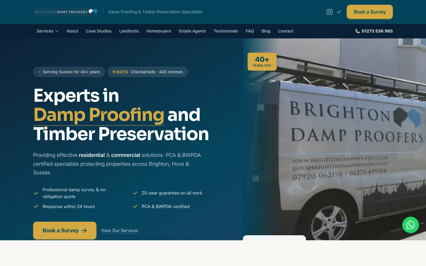 Brighton Damp Proofers — redesigned website
