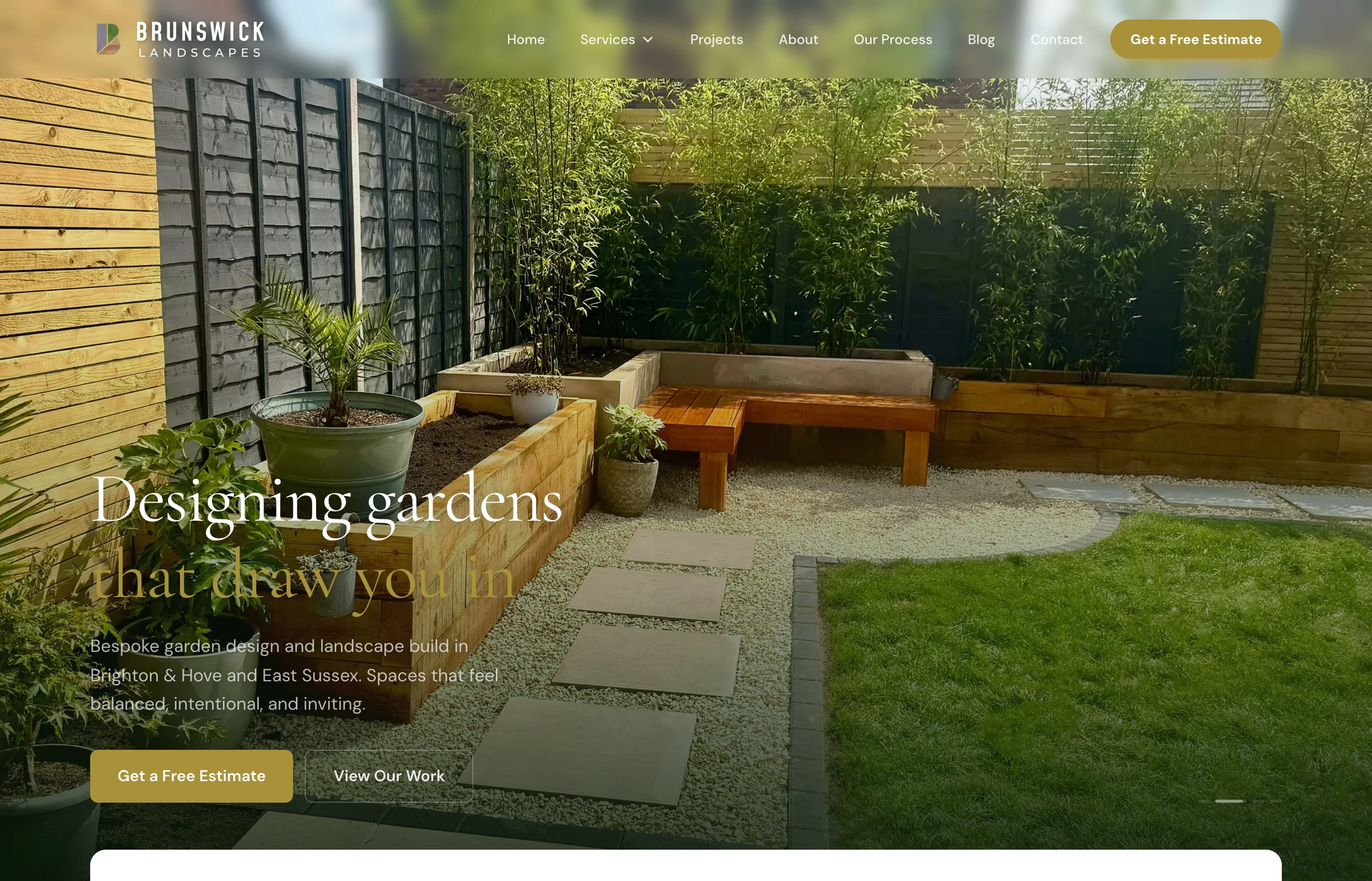 Brunswick Landscapes website with CMS for garden design portfolio